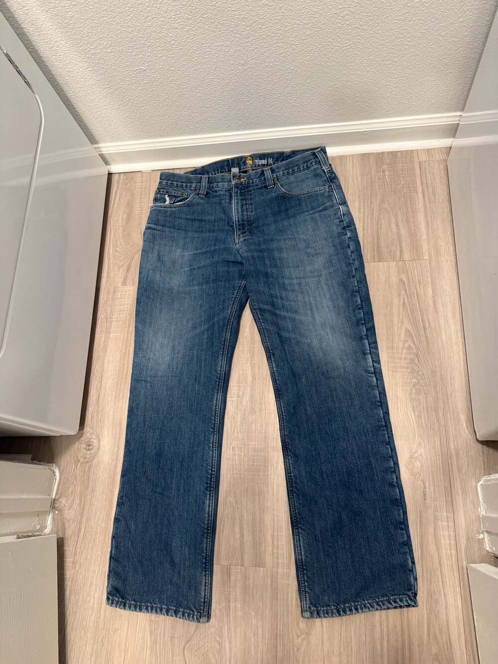 Carhartt Relaxed Fit Fleece Lined Jeans Size 36 x 32 Blue Denim Workwear